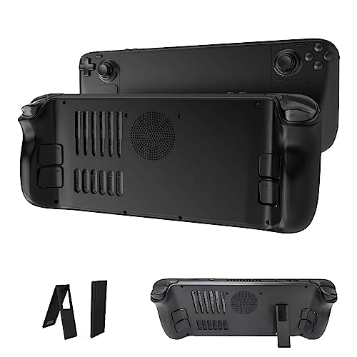 Replacement Back Plate for Steam Deck with Cooling Vent Adjustable Angle Stand, DOBEWINGDELOU DIY Accessories Heat-Dissipation Cover Shell Case for Steam Deck with 2 Different Height Buttons Black