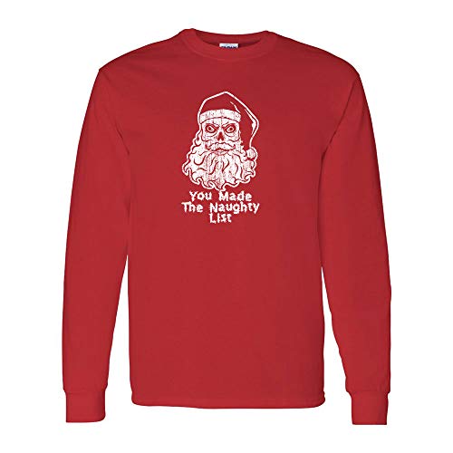 Bad Santa Claus You Made The Naughty List Evil Christmas Raunchy NSFW Long Sleeve XL Red