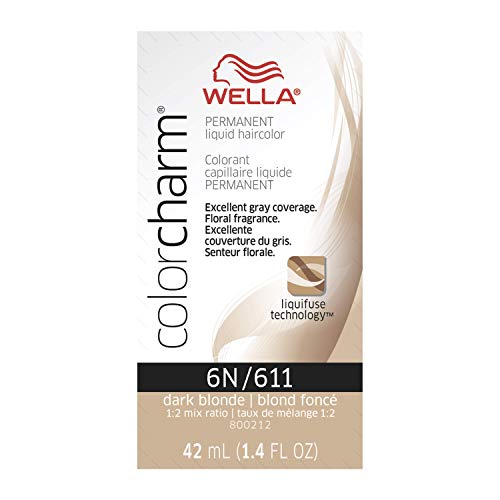 WELLA Color Charm Permanent Liquid Hair Color for Gray Coverage, 6N Dark Blonde, 1.42 Fl Oz