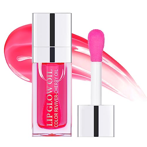 Fovcos Hydrating Lip Oil - Moisturizing, Plumping Lip Gloss Balm With Cherry Tint