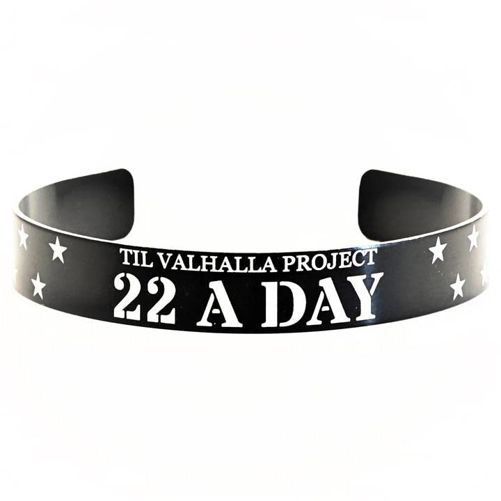Til Valhalla Project 22 A Day Memorial Bracelet | 7 Inch Black