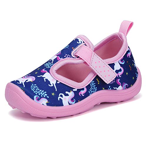 FANTURE Toddler Water Shoes Boys Girls Aqua Sneakers Cute Aquatic Beach Swim Pool Water Park Baby Sandal U420ZS1902-Navy.Pink-20