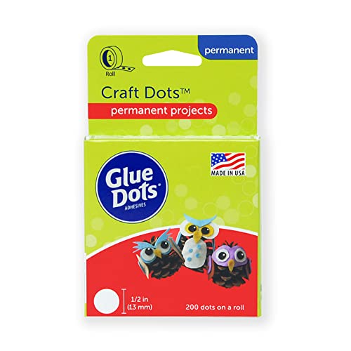 Glue Dots, Craft Dots, Double-Sided, 1/2', .5 Inch, 200 Dots, DIY Craft Glue Tape, Sticky Adhesive Glue Points, Liquid Hot Glue Alternative, Clear