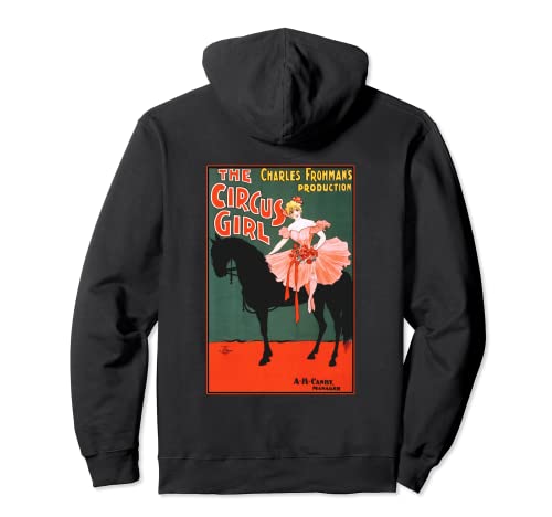 Circus Girl Vaudeville Ballerina On Black Horse Retro Pullover Hoodie