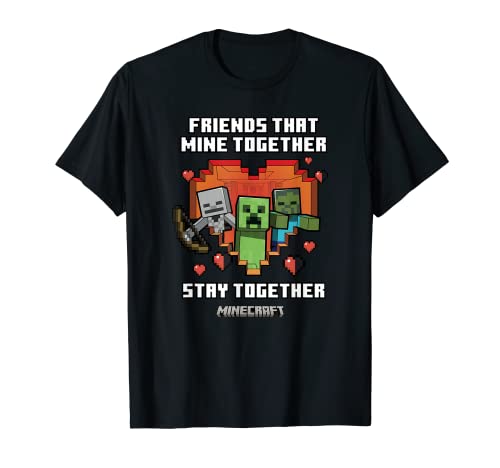 Minecraft Valentine's Day Friends That Mine Together Mobs T-Shirt