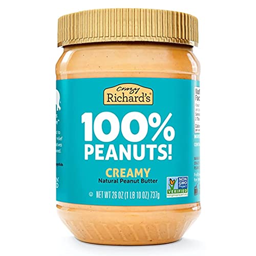 Crazy Richard's 100% All-Natural Creamy Vegan Peanut Butter with No Added Sugar and Non-GMO, 26 Ounce (Pack of 1)