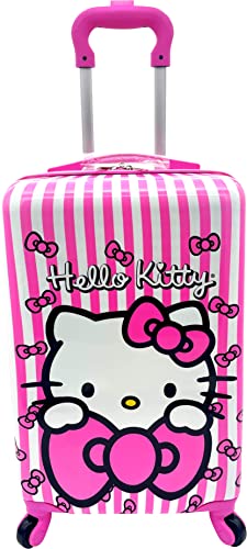 Fast Forward Kids Licensed Hard-Side 20” Spinner Luggage Lightweight Carry-On Suitcase (Hello Kitty) Carry-On 20 Inch