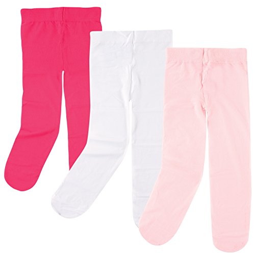 Luvable Friends Baby Girls' Nylon Tights, Dark Pink Light Pink, 0-9 Months US