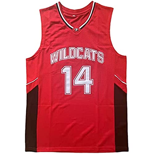 Youth Troy Bolton Jersey,Kids Wildcats #14 High School Basketball Shirt (Medium, 14 Bolton Red)