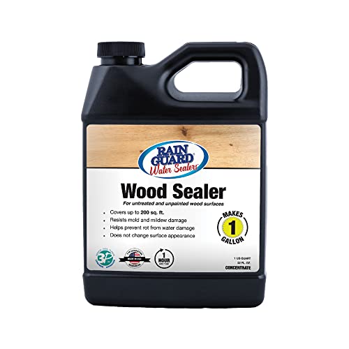 Rain Guard Water Sealers SP-8001 Wood Sealer Concentrate Makes 1 Gallon - Clear Natural Finish - Deep Penetrating Water Repellent Protection for All Wood Surfaces - Water-Based Silane/Siloxane