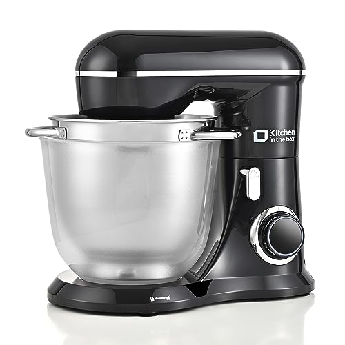 Kitchen in the box Stand Mixer, 4.5QT+5QT Two bowls Electric Food Mixer, 10 Speeds 3-IN-1 Kitchen Mixer for Daily Use with Egg Whisk,Dough Hook,Flat Beater (Black)