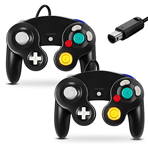 FIOTOK Gamecube Controller, Classic Wired Controller for Wii Nintendo Gamecube (Black-2Pack)