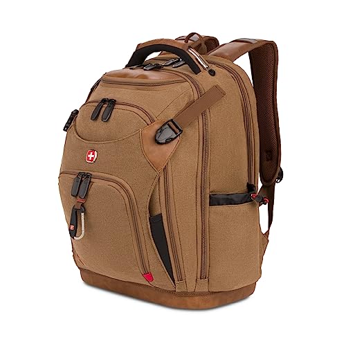 SwissGear Tool Bag Backpack, Fits Up to 17-Inch Laptop, Work Pack PRO, Brown Canvas