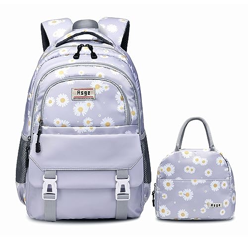 Asge Backpack for Girls Backpack Teenage School Backpack College Bookbag for Kids Casual Daypack with Lunch Box