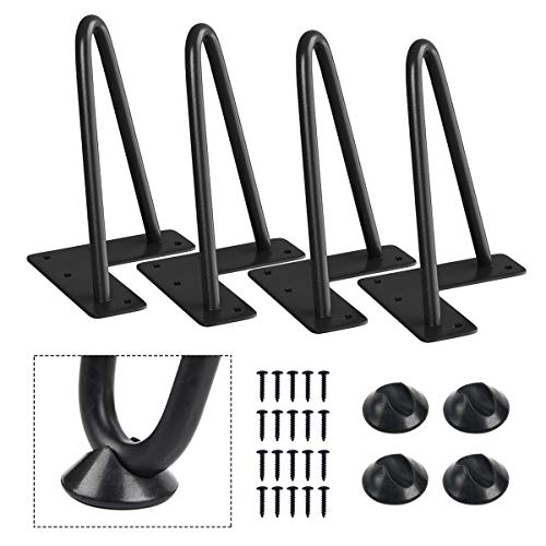 SMARTSTANDARD 6 Inch Heavy Duty Hairpin Furniture Legs, Metal Home DIY Projects for TV Stand, Sofa, Cabinet, etc with Rubber Floor Protectors Black 4PCS
