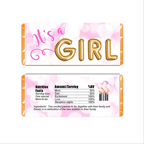 It's a Girl Baby Shower Candy Wrappers for Chocolate, Party Favors, Pack of 20, Hershey Bar Labels