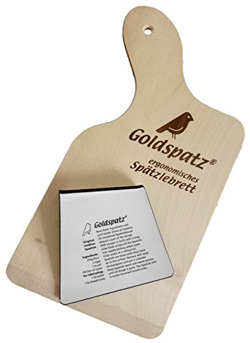 Goldspatz Ergonomic Spaetzle Board & Scraper with Engraved (Spaetzle-Recipe in English)