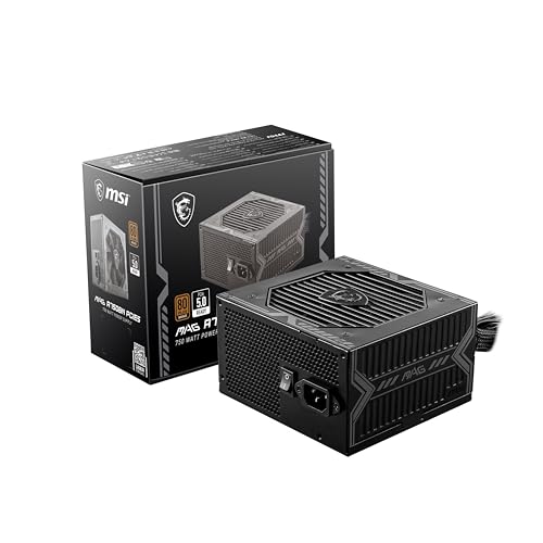 MSI MAG A750BN PCIE 5 Gaming Power Supply - PCIE 5.0 Ready - 80 Plus BronzeCertified 750w - Compact Size - ATX PSU