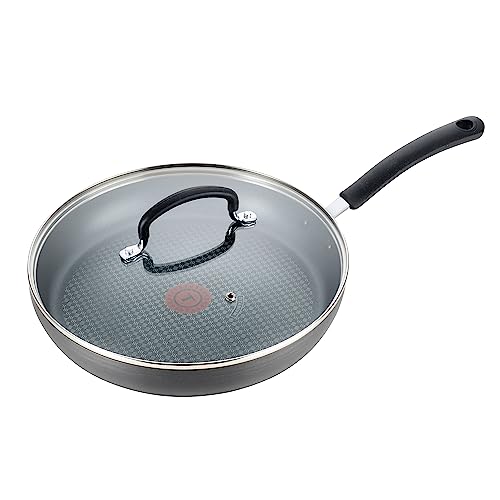 T-fal Ultimate Hard Anodized Nonstick Fry Pan With Lid 10 Inch, Oven Broiler Safe 400F, Lid Safe 350F, Cookware, Kitchen, Home, Versatile Frying Pan, Skillet, Pots and Pans, Dishwasher Safe, Black