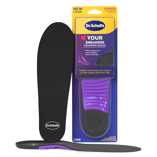 Dr. Scholl's Love Your Sneakers Full Length Insoles, All-Day Comfort for Slip on & High Top Sneaker, Prevent Discomfort, Arch Support, Absorb Shock, Trim Insert to Fit Shoe, Women Size 6-10, 1 Pair