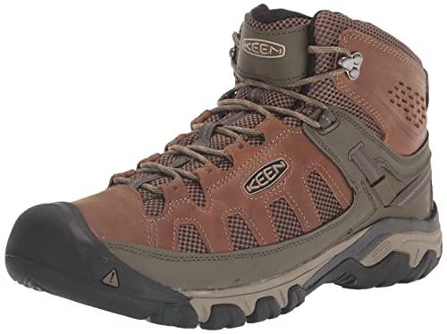 KEEN Men's Targhee Vent Mid Height Breathable Hiking Boots, Olivia/Bungee Cord, 11