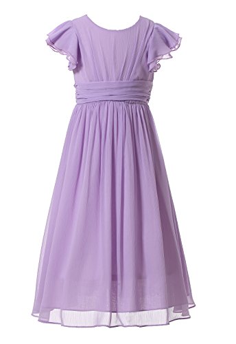 Happy Rose Flower Girl's Dress Prom Party Bridesmaid Dress Long Lavender 14