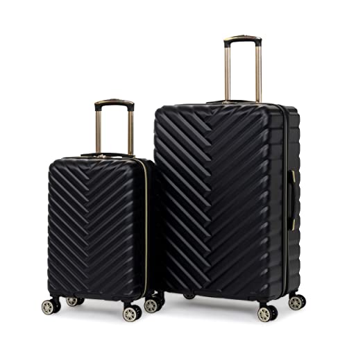 Kenneth Cole REACTION Madison Square Lightweight Hardside Chevron Expandable Spinner Luggage, Black, 2-Piece Set (20' & 28')