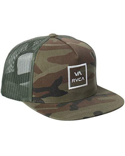 RVCA Men's Adjustable Snapback Hat, Trucker/Olive CAMO, 1SZ