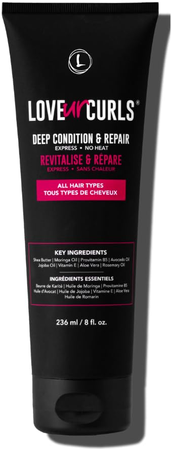 Love Ur Curls LUS Brands Deep Condition & Repair for Curls - 8oz Ultra-Rich Formula with 8 Key Ingredients for Moisture, Definition and Shine - No Heat Required