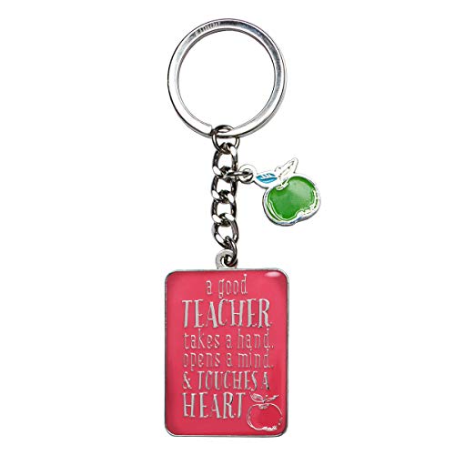 Christian Art Gifts Teacher Appreciation Keychain with Scripture: A Good Teacher Touches a Heart - 1 Cor. 16:14 Insrpiational Bible Verse Split Metal Keyring Accessory, Pink