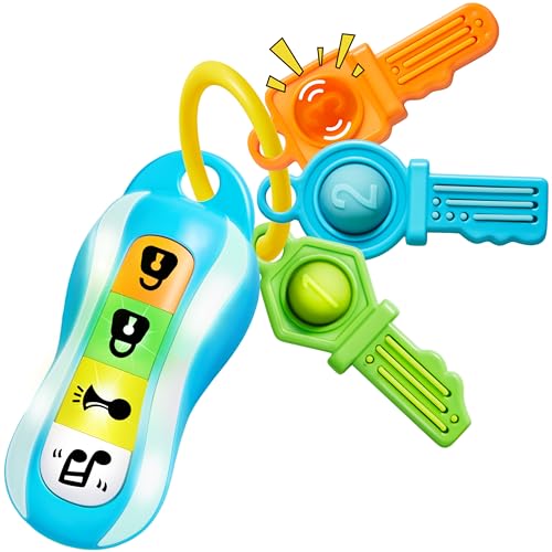 JOYIN Baby Car Keys Teether - Toddlers Sensory Learning Toy w/Music & Lights - Musical Baby Toys 6 to 12 Months for Travel - Birthday Gifts for Baby Age 6+ Months