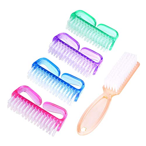 Handle Grip Nail Brush, Hand Fingernail Scrub Cleaning Brushes for Toes and Nails Cleaner, Pedicure Scrubbing tool kit for Men and Women 5 Pack (Multicolor)
