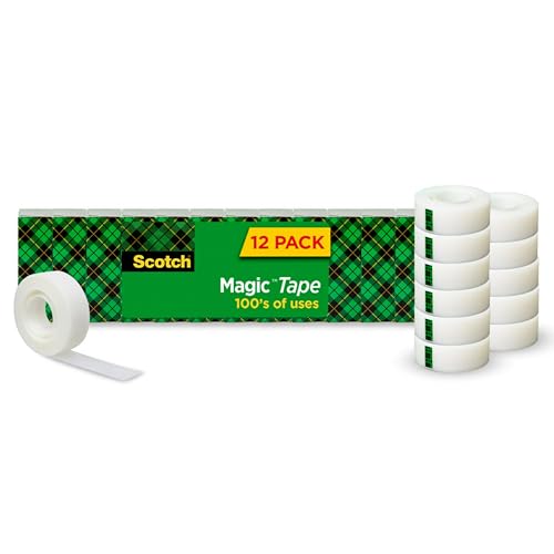 Scotch Magic Tape, Invisible, Home Office Supplies and Back to School Supplies for College and Classrooms, 12 Rolls