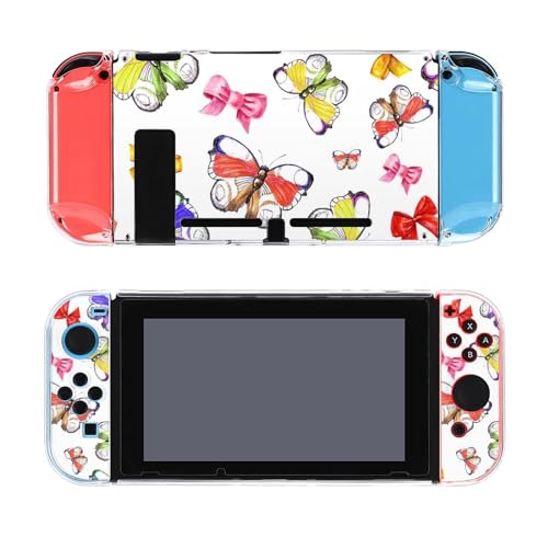 AoHanan Butterfly and Bow Switch Screen Protector Case Cover Full Accessories Switch Game Case Protection Skin for Switch Console and Joy-Cons