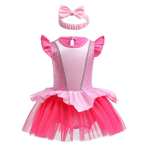 Szytypyl Baby Girls Princess Costume, Infant Halloween Birthday Onesie Pink Dress Up Size 3-24 Months