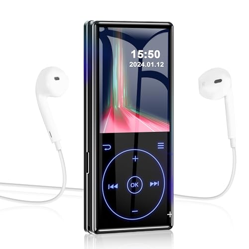 96GB MP3 Player with Bluetooth 5.0: Portable Lossless Sound Music Player with HD Speaker,2.4' Screen Voice Recorder,FM Radio,Touch Buttons,Support up to 64GB for Sport, Earphones Included