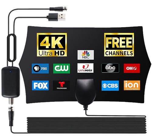 TV Antenna, TV Antenna for Local Channels, TV Antenna Indoor with 400+ Miles Range, 2024 Upgraded Digital Antenna for Smart TV Indoor with Amplifier Signal Booster, Support 4K 1080p All TVs,16ft Cable