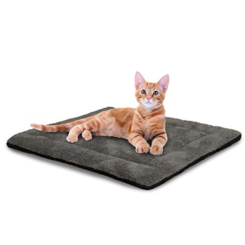 K&H PET PRODUCTS Self-Warming Cat Bed Pad, Self-Heating Thermal Cat and Dog Bed Mat, Cat Warmer Mat for Feral and Indoor Cats, Gray/ Black 21 X 17 Inches