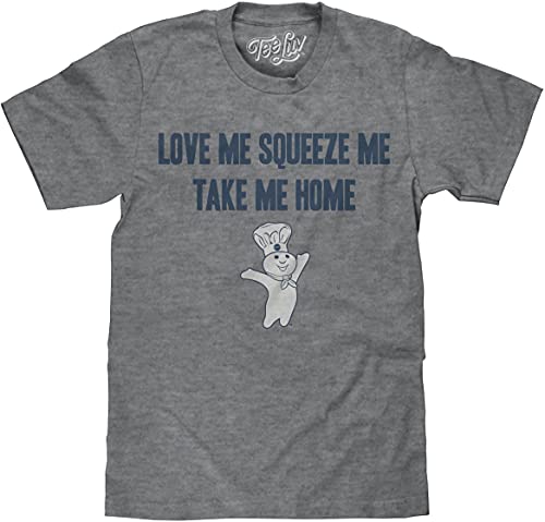 Tee Luv Pillsbury Doughboy T-Shirt - Love Me Squeeze Me Take Me Home Graphic Tee (Graphite Heather) (S)