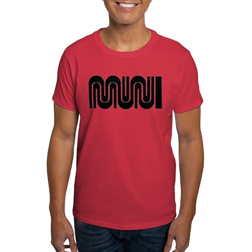 CafePress SF Muni Railway Dark T Shirt Men's 100% Cotton, Classic Graphic Dark T-Shirt Red