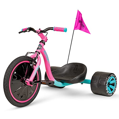 Madd Gear Drift Trike – Big Wheel Drifting Tricycle for Ages 5+ with Strong Steel Frame - Max Rider Weight 150lbs - Chopper Style Ride-On Kids Bike - Adjustable Seat - Safety Flag