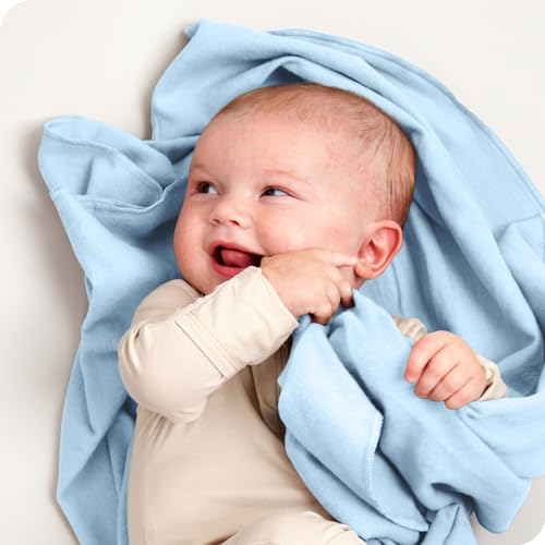 Bare Home Flannel Receiving Blanket, Premium 100% Cotton Flannel Receiving Blankets, 6-Pack Flannel Receiving Blankets, Hypoallergenic, Gentle on Skin, Warm and Durable (Receiving, Light Blue)