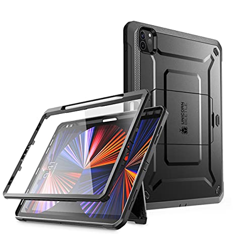 SUPCASE Unicorn Beetle Pro Series Case for iPad Pro 11 Inch (2022/2021/2020), Support Apple Pencil Charging with Built-in Screen Protector Full-Body Rugged Kickstand Protective Case (Black)