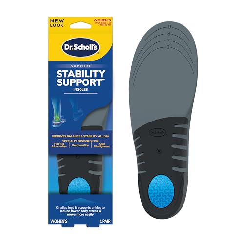﻿Dr. Scholl's Stability Support Insoles, Flat Feet & Overpronation Low Arch Support, Improves Balance & Stability, Motion Control, Trim Inserts to Fit Shoes, Womens 6-10 1 Pair