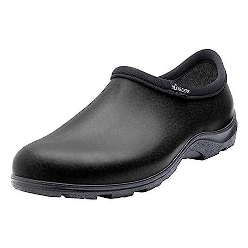 Sloggers Original Waterproof Work Shoe for Men – Outdoor Slip-On Rain and Durable Garden Footwear Made in The USA with Premium Comfort Support Insole, Black Leather - Size 10