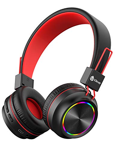 iClever BTH03 Kids Bluetooth Headphones Safe Volume, Colorful LED Lights, 25H Playtime, Stereo Sound Mic, Bluetooth 5.0, Foldable, On Ear Kids Wireless Headphones for Tablet (Shade)