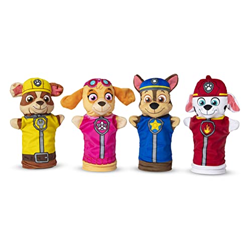 Melissa & Doug PAW Patrol Hand Puppets (4 Puppets, 4 Cards) - PAW Patrol Puppets Pretend Play for Kids