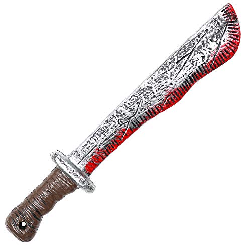 Skeleteen Bloody Machete Costume Prop - Fake Realistic Bleeding Knife Toy for Costumes and Cosplay