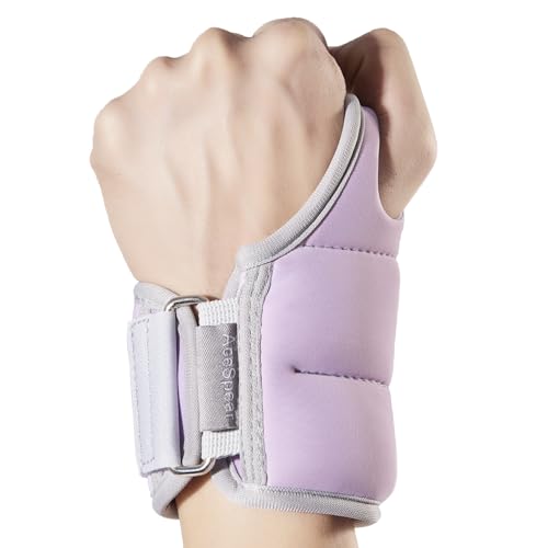 AceSpear Wrist Weights with Thumb Loops Lock, Set of 2, 2x1lb, 2x2lbs, 2x3lbs, Purple Weighted Gloves for Men Women Hand Weights for Running Walking (1, Pounds)