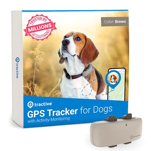 Tractive GPS Tracker & Health Monitoring for Dogs - Market Leading Pet GPS Location Tracker, Wellness & Escape Alerts, Waterproof, Works with Any Collar (Brown)